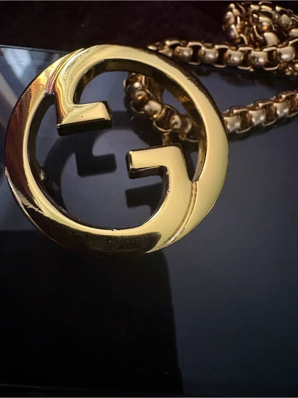 Gucci Gold Double G Logo Necklace on Chain